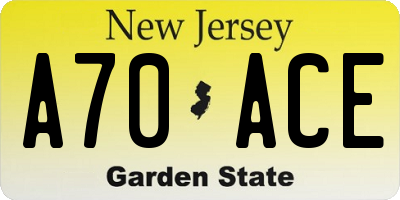 NJ license plate A70ACE