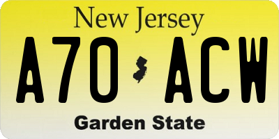 NJ license plate A70ACW