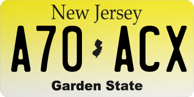 NJ license plate A70ACX