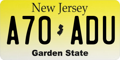 NJ license plate A70ADU