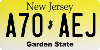 NJ license plate A70AEJ
