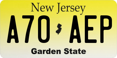 NJ license plate A70AEP