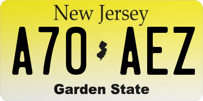 NJ license plate A70AEZ