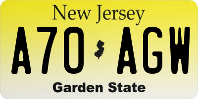 NJ license plate A70AGW