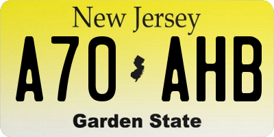 NJ license plate A70AHB