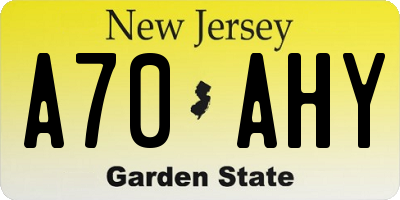 NJ license plate A70AHY