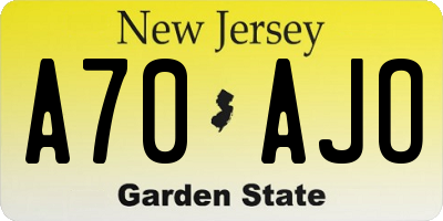 NJ license plate A70AJO