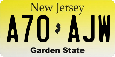 NJ license plate A70AJW