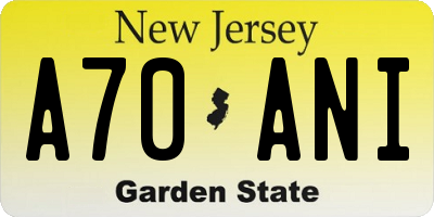 NJ license plate A70ANI