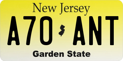 NJ license plate A70ANT