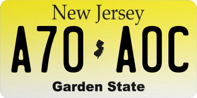 NJ license plate A70AOC