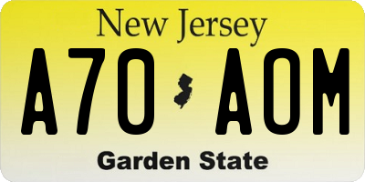 NJ license plate A70AOM