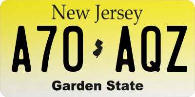 NJ license plate A70AQZ