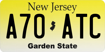 NJ license plate A70ATC