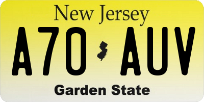 NJ license plate A70AUV