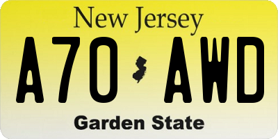 NJ license plate A70AWD