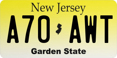 NJ license plate A70AWT