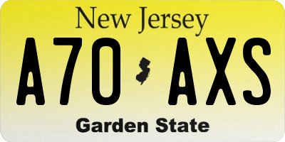NJ license plate A70AXS