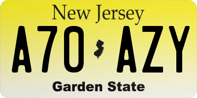 NJ license plate A70AZY