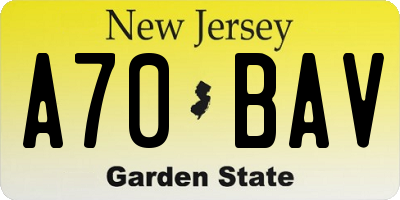 NJ license plate A70BAV