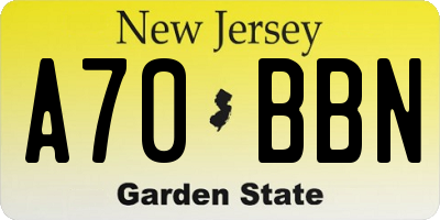 NJ license plate A70BBN