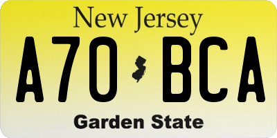 NJ license plate A70BCA