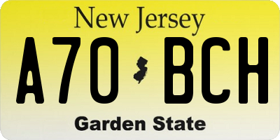 NJ license plate A70BCH
