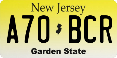 NJ license plate A70BCR