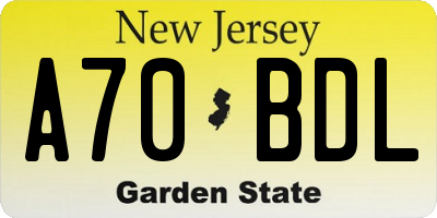 NJ license plate A70BDL