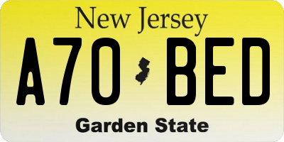 NJ license plate A70BED