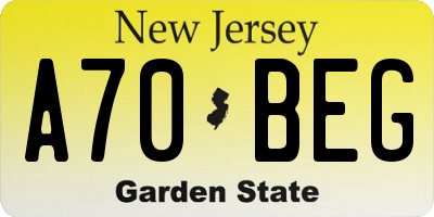 NJ license plate A70BEG
