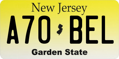 NJ license plate A70BEL