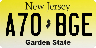 NJ license plate A70BGE