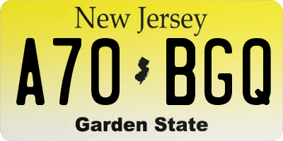 NJ license plate A70BGQ