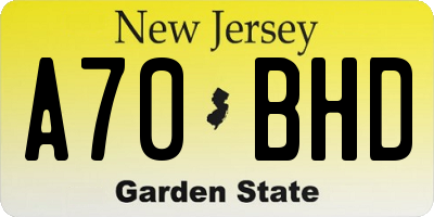 NJ license plate A70BHD