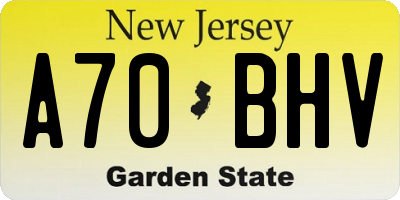 NJ license plate A70BHV