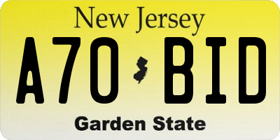 NJ license plate A70BID