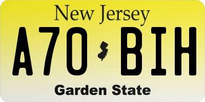NJ license plate A70BIH