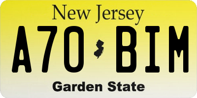 NJ license plate A70BIM