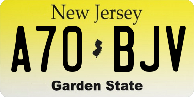 NJ license plate A70BJV