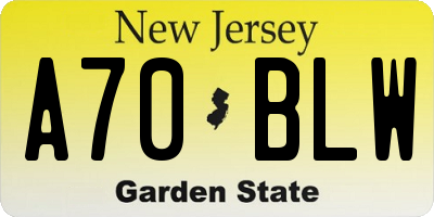 NJ license plate A70BLW