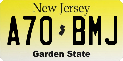 NJ license plate A70BMJ