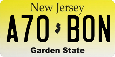 NJ license plate A70BON