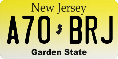 NJ license plate A70BRJ
