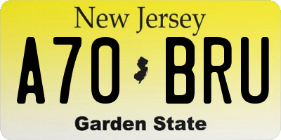 NJ license plate A70BRU