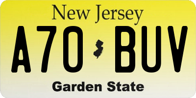 NJ license plate A70BUV
