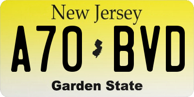 NJ license plate A70BVD