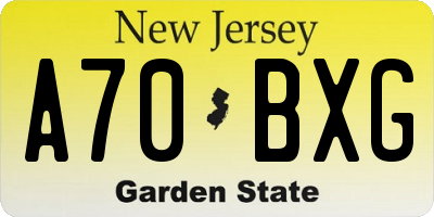 NJ license plate A70BXG