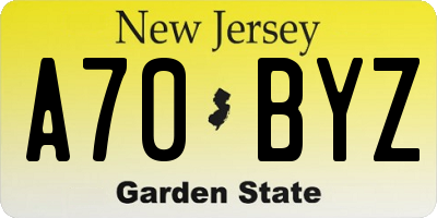 NJ license plate A70BYZ