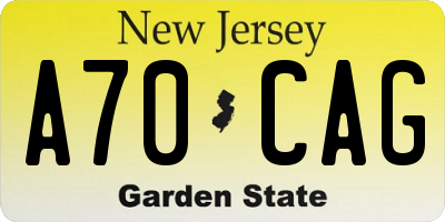 NJ license plate A70CAG
